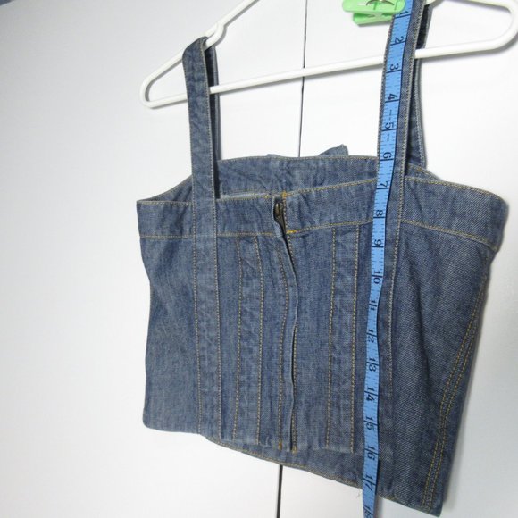 Marc Jacobs Crop Top Bow Detail Corset Bustier Blue Denim Size 4 - Picture 10 of 12